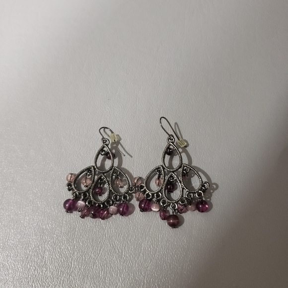 3/$15 Purple bead dangling earrings - Picture 5 of 5